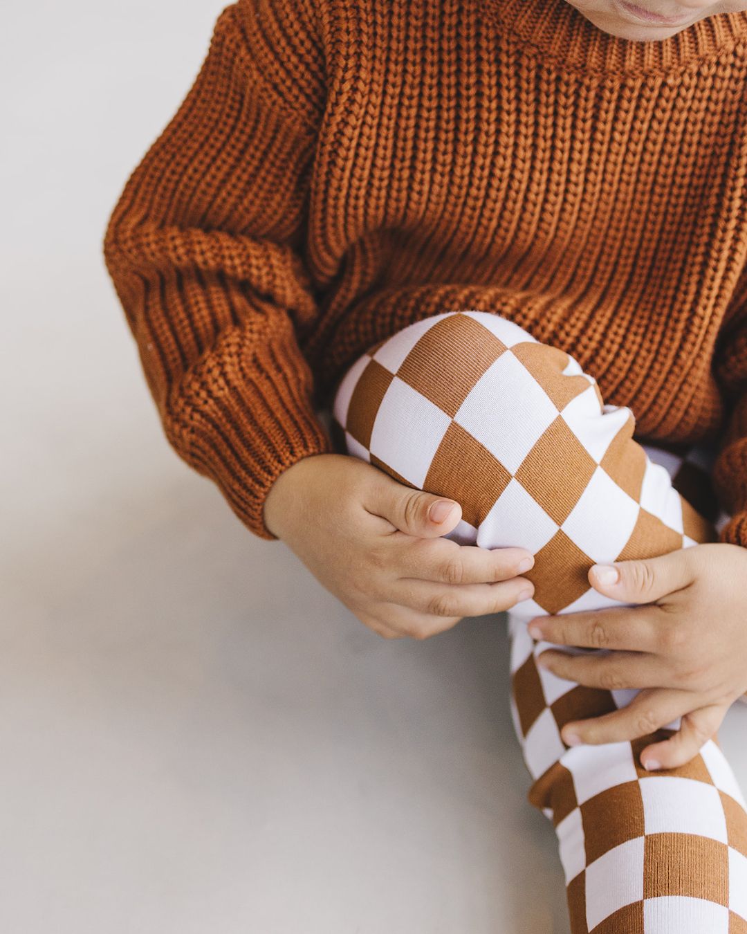 Boys Copper Checkered Leggings