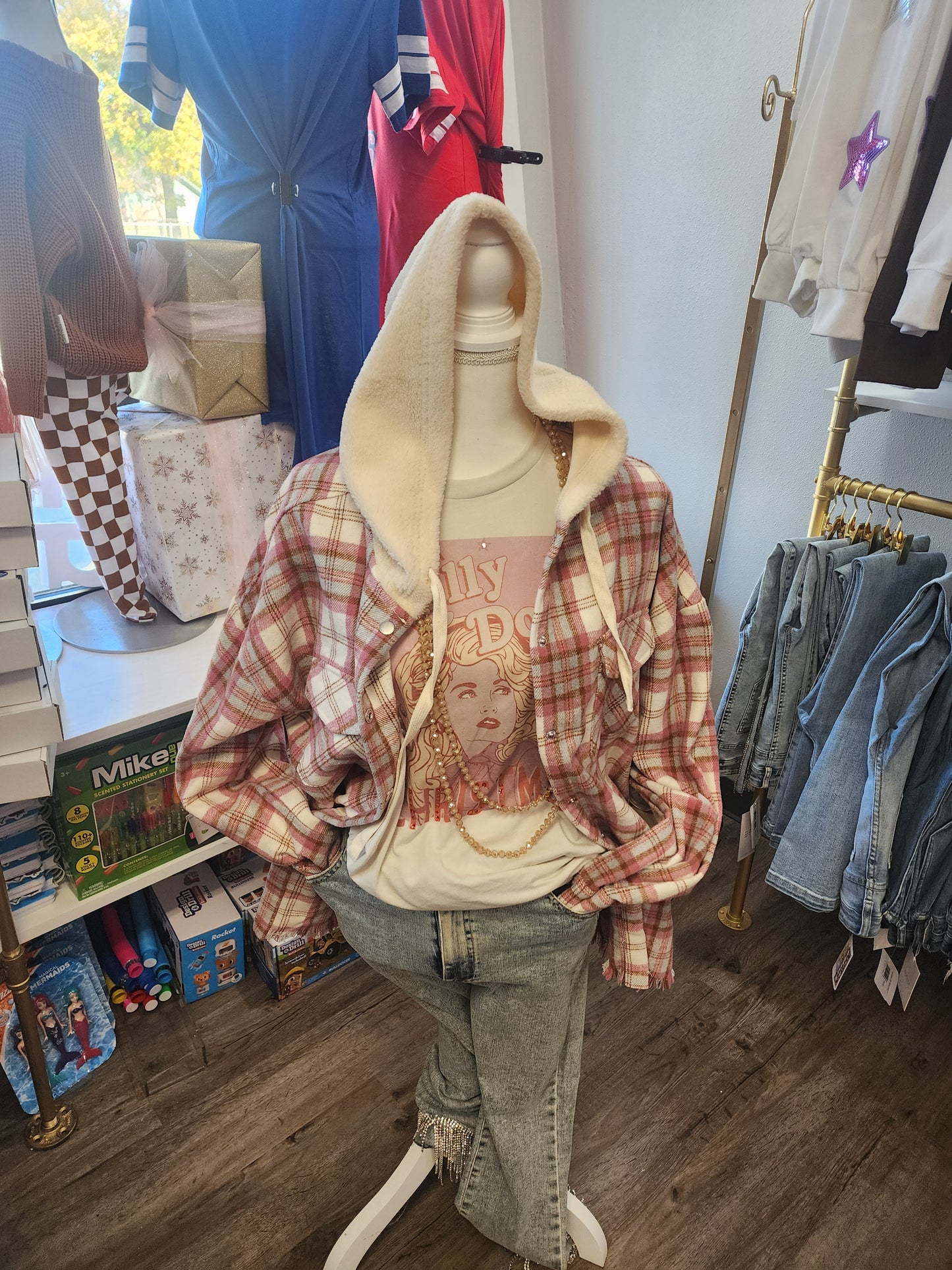 Flannel Jacket With Sherpa Hood